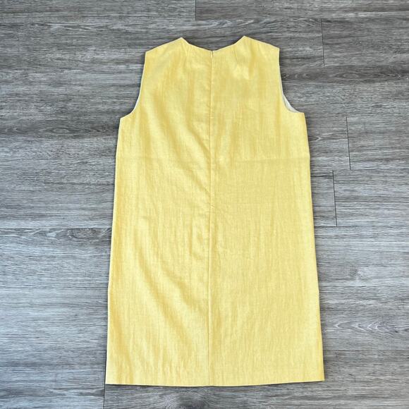 Theory Luxe Linen Blend Yellow Column Shift Mini Dress (Sz 6) - Picture 3 of 9